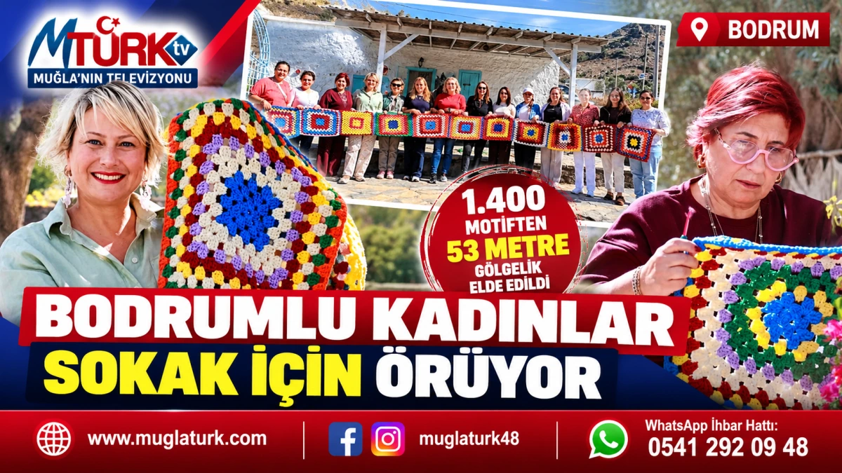 Bodrumlu kadınlardan 53 metrelik örgü gölgelik